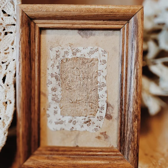 Distressed Floral Picture With Solid Oak Frame - Picture 2 of 2